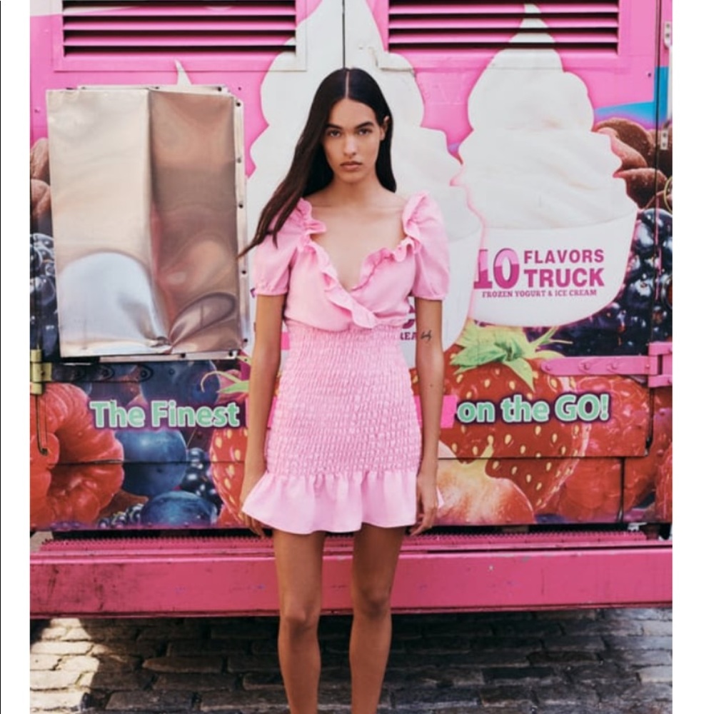 Zara pink linen dress